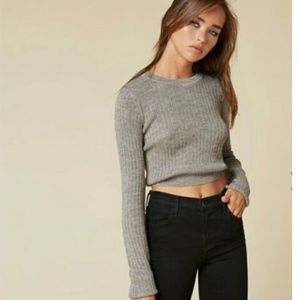 Reformation ribbed crop grey alpaca wool sweater s